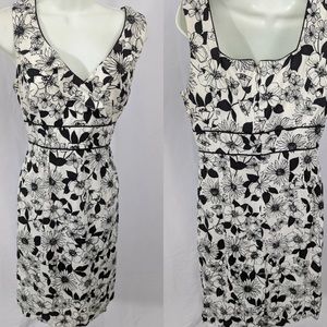 Plus Size Black White Floral Sheath Career Office Dress